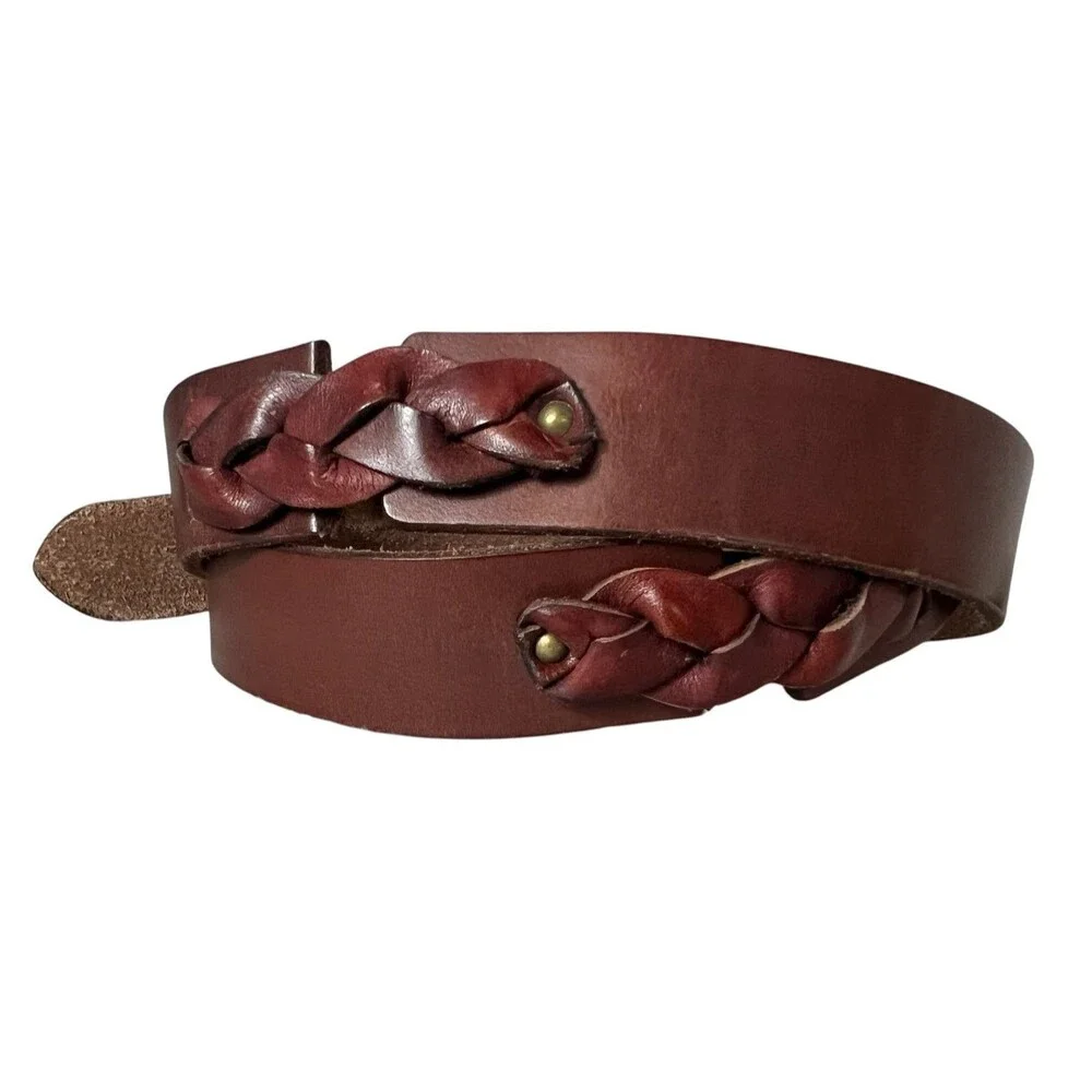 Lucky Brand Women's Boho Cowgirls Brown Braided Leather Belt  Size M  Western